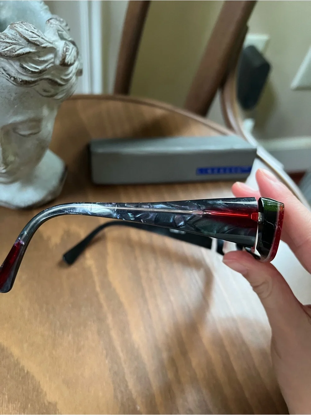 Alain Mikli vintage y2k Rectangular Glasses Frames Burgundy Red Black A0358-29